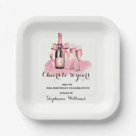 Elegant Cheers bis 50 Jahre Champagne 50. Geburtst Pappteller