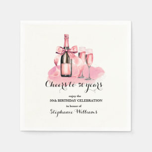 Elegant Cheers bis 50 Jahre Champagne 50. Geburtst Serviette