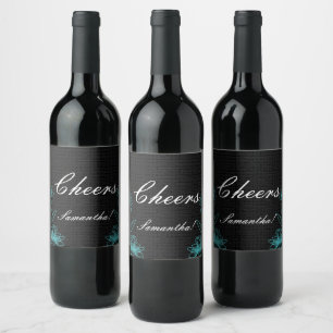Elegant Cheers Name Black Weinetikett