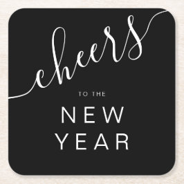Elegant Cheers New Year's Party Rechteckiger Pappuntersetzer