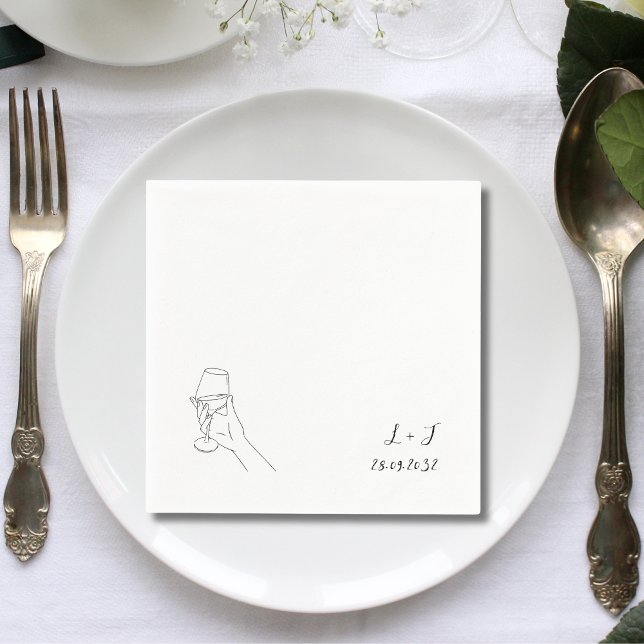 Elegant Cheers Script Glasses Wedding Paper Serviette (Elegant cheers script glasses paper napkins add chic flair to wedding drinks.)