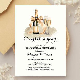 Elegant Cheers to 50 Years Champagne 50. Geburtsta Einladung