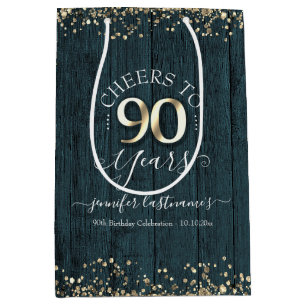 Elegant Cheers to 90 Years Birthday Mittlere Geschenktüte