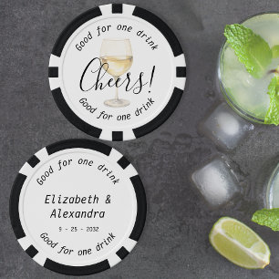 Elegant Cheers White Wine Drink Wedding Pokerchips