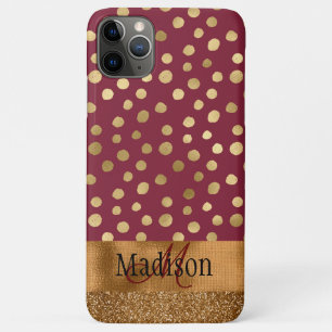 Elegant Cheetah Gold Burgundy Monogram Metallic Case-Mate iPhone Hülle