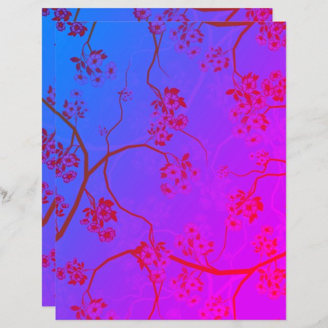 Elegant Cherry Blossom Art Scrap Buchungspapier (Vorne/Hinten)