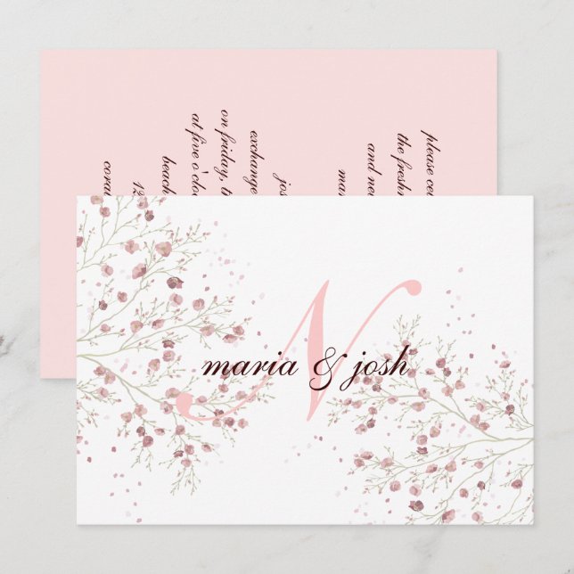 Elegant Cherry Blossom, Einladung zur Hochzeit (Vorne/Hinten)