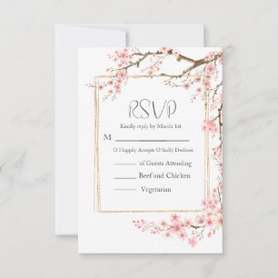 Elegant Cherry Blossom Wedding RSVP Karte