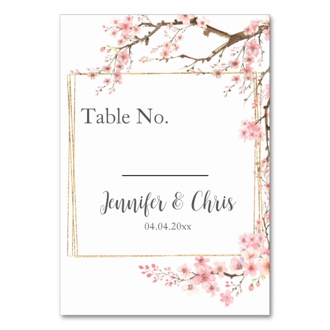 Elegant Cherry Blossom Wedding Tischnummer