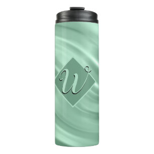Elegant Chic Aquamarin Swirl Monogram Initial Stil Thermosbecher