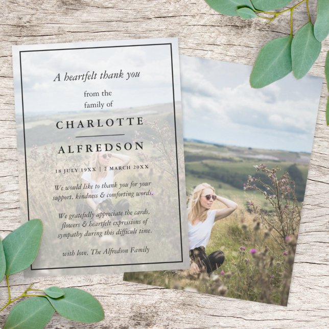 Elegant Chic Beerdigung | BEILEID MINIMALISTISCHES Dankeskarte (Von Creator hochgeladen)