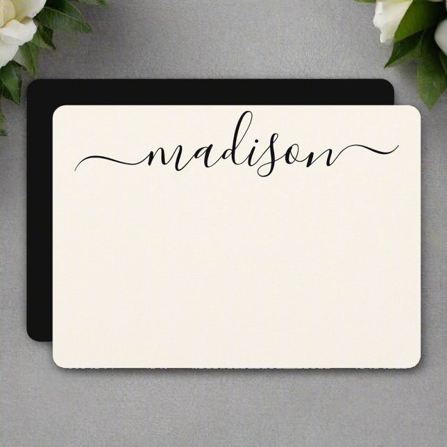 Elegant Chic Black Typografy Name Mitteilungskarte (Von Creator hochgeladen)