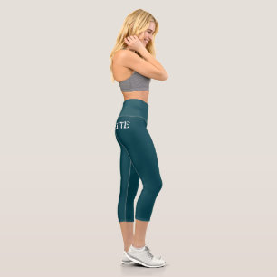 Elegant Chic Blue Aquamarin Capri Leggings