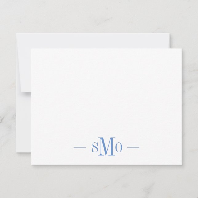 Elegant Chic Blue Monogram 3 Initials Mitteilungskarte (Vorderseite)