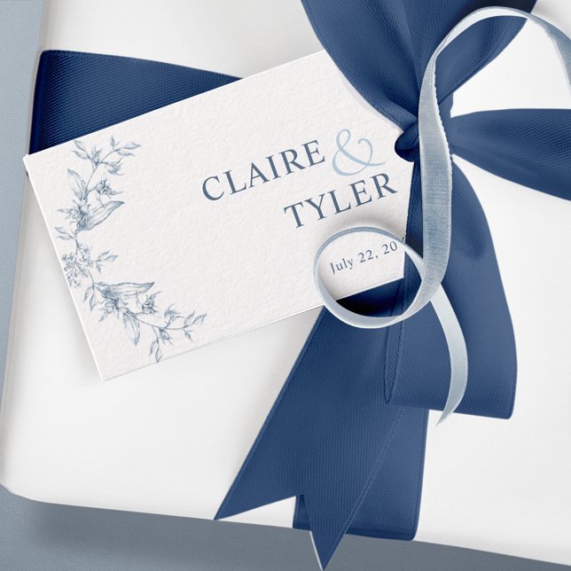 Elegant Chic Blue und White Wedding Geschenkanhänger (Von Creator hochgeladen)
