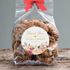 Elegant Chic Blush Pink Blumenzange Vielen Dank Runder Aufkleber