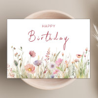 Elegant Chic Boho Wildblume Theme Happy Birthday