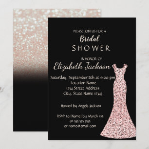 Elegant Chic Bokeh Glitzer Dress Brautparty Einladung