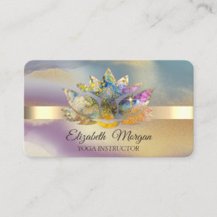 Elegant Chic Bokeh Gold, Ombre Colorful Lotus Visitenkarte