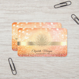 Elegant Chic Bokeh Lotus Yoga Instructor Visitenkarte