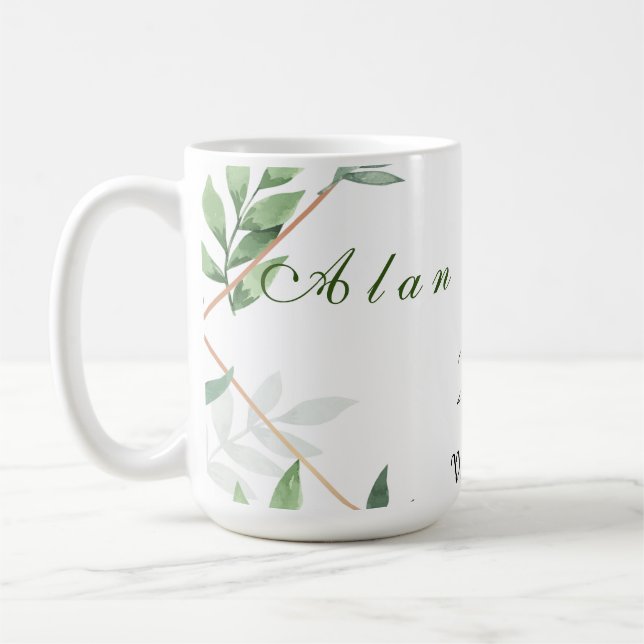 Elegant Chic Botanical Green 25. Wedding Gift Tass Kaffeetasse (Links)