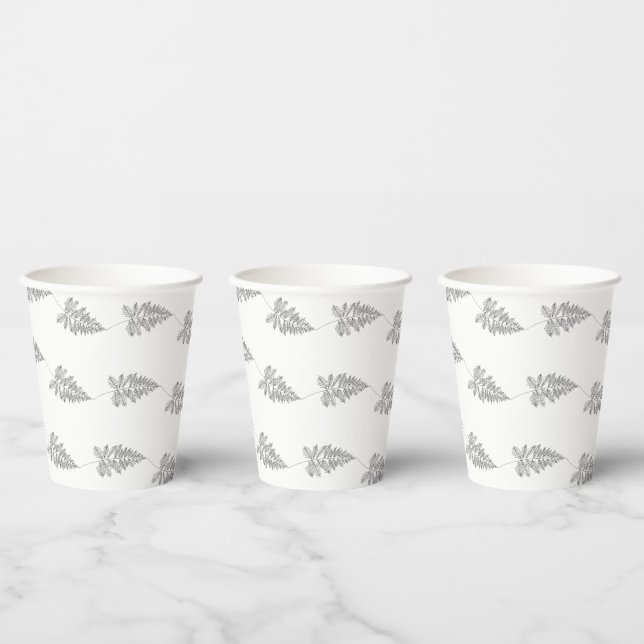 Elegant Chic Botanical Leave Line Art Cup Pappbecher (Multi)