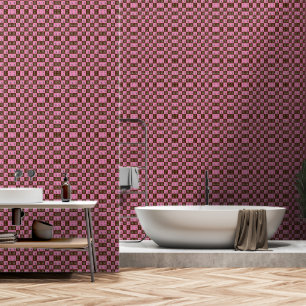 Elegant Chic Braun Kariert & Bär Tapete