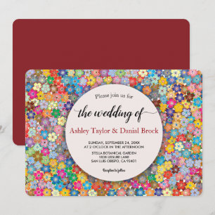 Elegant Chic Burgundy Boho Summer Floral Wedding Einladung