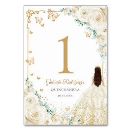 Elegant Chic Champagne Ivory Gold Quinceanera Tischnummer