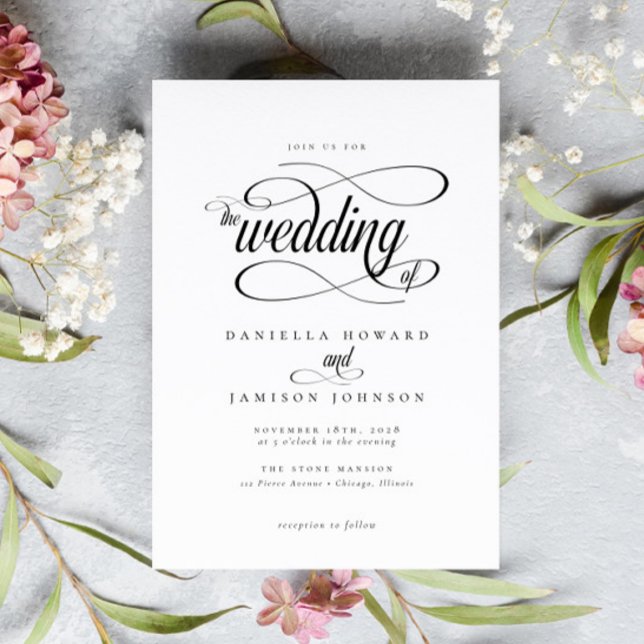 Elegant Chic Classic Calligraphy Script Wedding Einladung (Von Creator hochgeladen)