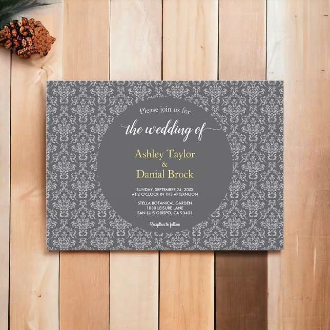 Elegant Chic Damask Script-Klasse für feierliche H Einladung (Von Creator hochgeladen)