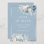 Elegant Chic Dusty Blue Boho Floral Save the Date<br><div class="desc">Dreamy Elegant Chic Dusty Blue Boho Floral Save the Date Karte</div>