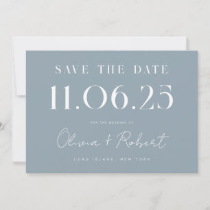 Elegant Chic Dusty Blue Wedding Date Save the Date
