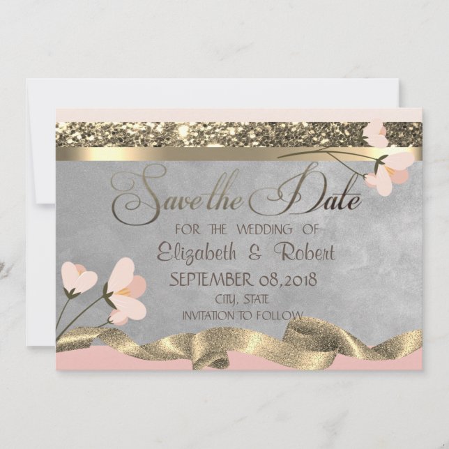 Elegant Chic Floral Save the Date (Vorderseite)