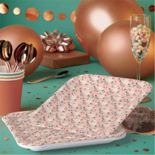 Elegant Chic froram Muster Pink Pappteller