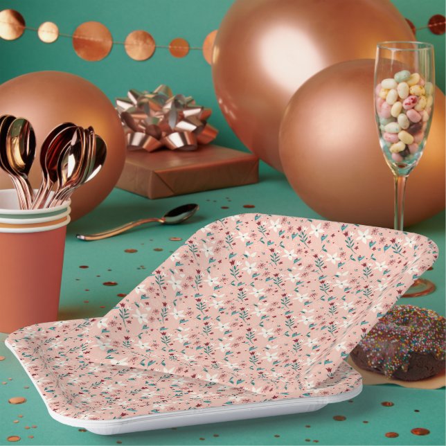 Elegant Chic froram Muster Pink Pappteller (Multi)