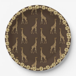 Elegant Chic Giraffe Stylish Gold Kristall Glam Pappteller