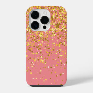Elegant Chic Glitter Gold Pink iPhone 14 Pro Hülle