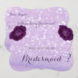 Elegant Chic Glittery Bokeh,Rose Bridesmaid Card Einladung