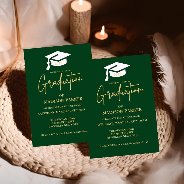 Elegant & Chic Gold Calligraphy Graduation Party Einladung (Von Creator hochgeladen)