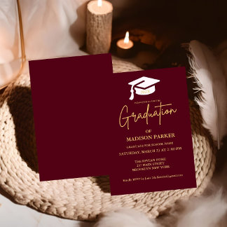 Elegant & Chic Gold Calligraphy Graduation Party Einladung