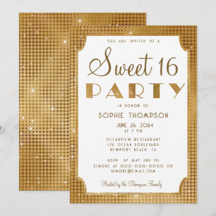 Elegant Chic Gold Glitzer Sequins Sweet 16 Party Einladung