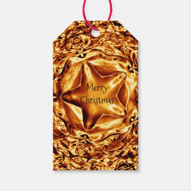 Elegant Chic Gold Kupfer Weihnachtsstern Shiny Geschenkanhänger (Vorderseite)