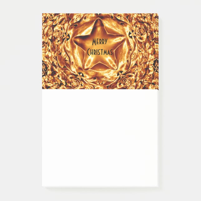 Elegant Chic Gold Kupfer Weihnachtsstern Shiny Post-it Klebezettel (Vorderseite)