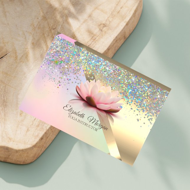 Elegant Chic Gold Lotus Confetti Visitenkarte (Von Creator hochgeladen)