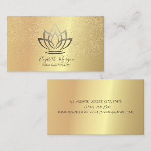 Elegant Chic Gold Lotus Confetti Yoga Instructor Visitenkarte