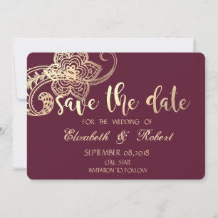 Elegant Chic Gold Paisley Save the Date