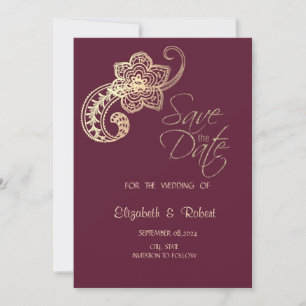 Elegant Chic Gold Paisley Stars Rett Save The Date