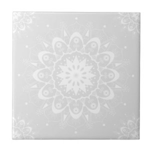 Elegant Chic Gray White Floral Geometric Mandala Fliese