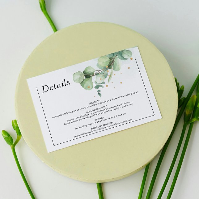 Elegant Chic Green Eucalyptus Wedding Gold Akzente Begleitkarte (Von Creator hochgeladen)